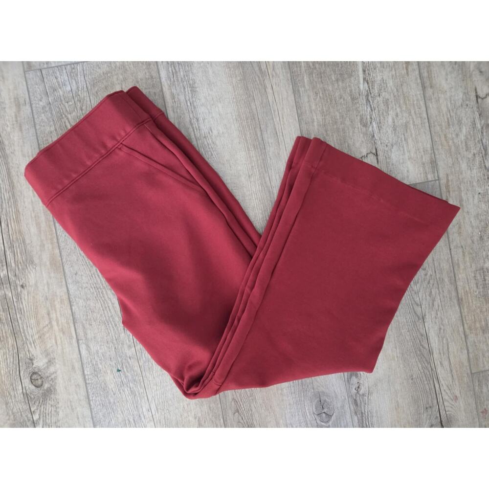 SPANX Perfect Pant Hi-Rise Flare Maroon Red Petite Medium Pockets Workwear - Picture 2 of 4